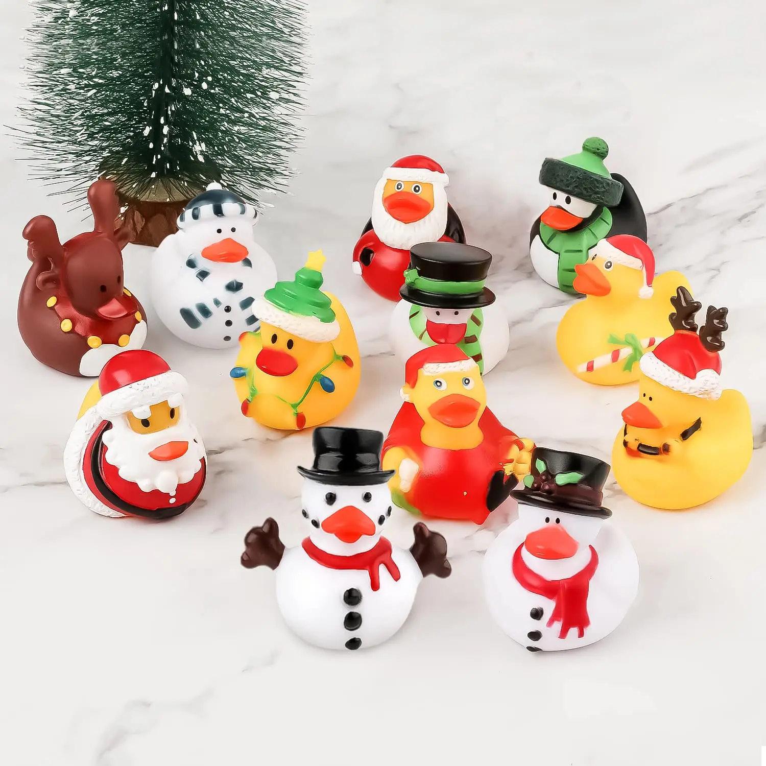 Patos de goma navideños, juguetes de pato de goma para baño, lindos para celebraciones navideñas, suministros para fiestas, regalos