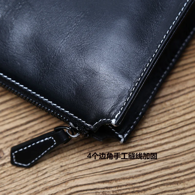 Nzpj Echt leder Herren Clutch Tasche natürliche Rindsleder Brieftasche große Kapazität Handy tasche lässig Business Umschlag für – Detail 14