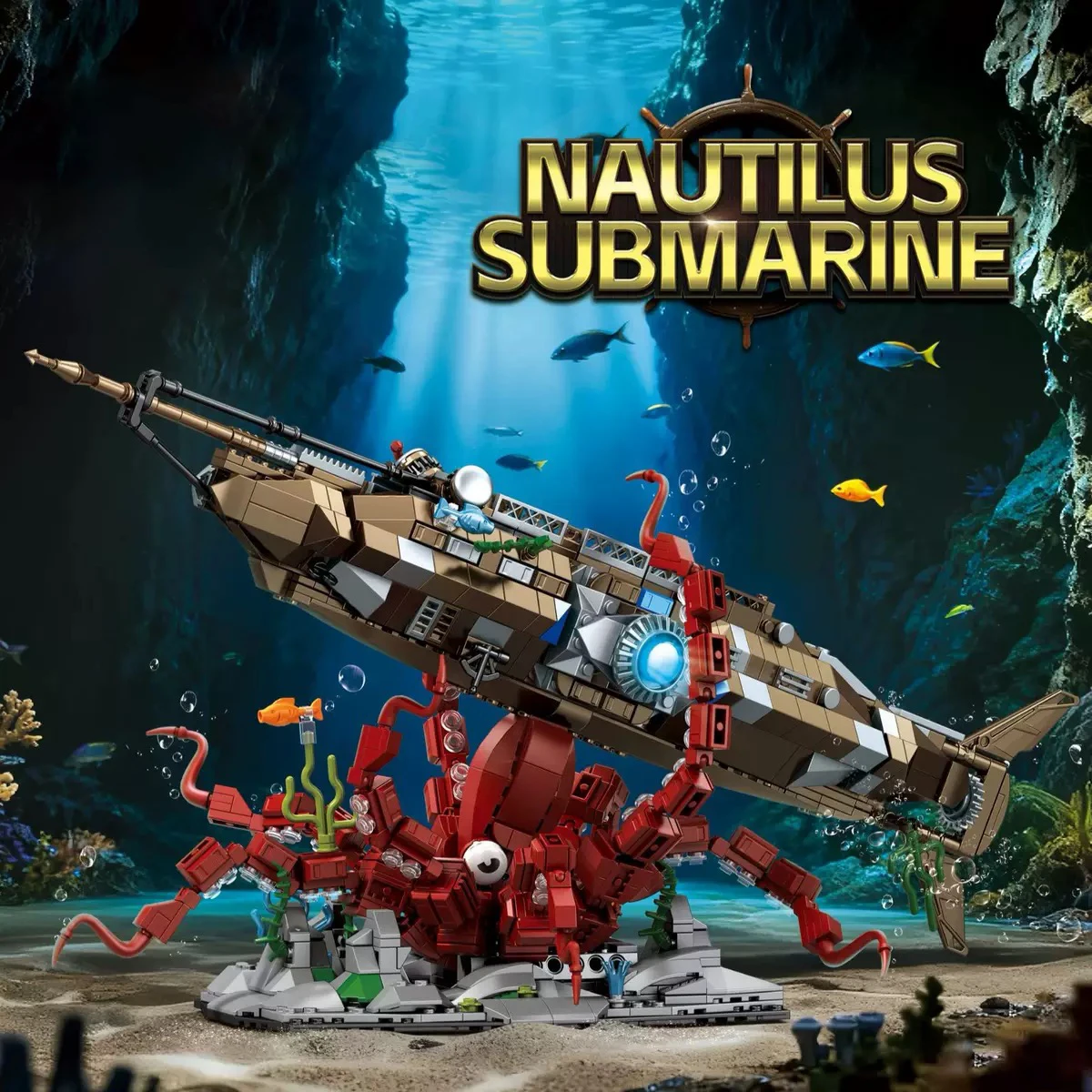 Ensemble de blocs de construction sous-marins Nautilus 7078, assemblage de modèles, jouet de bricolage, ornement, jouet de maison, décoration, cadeau d'anniversaire pour enfants