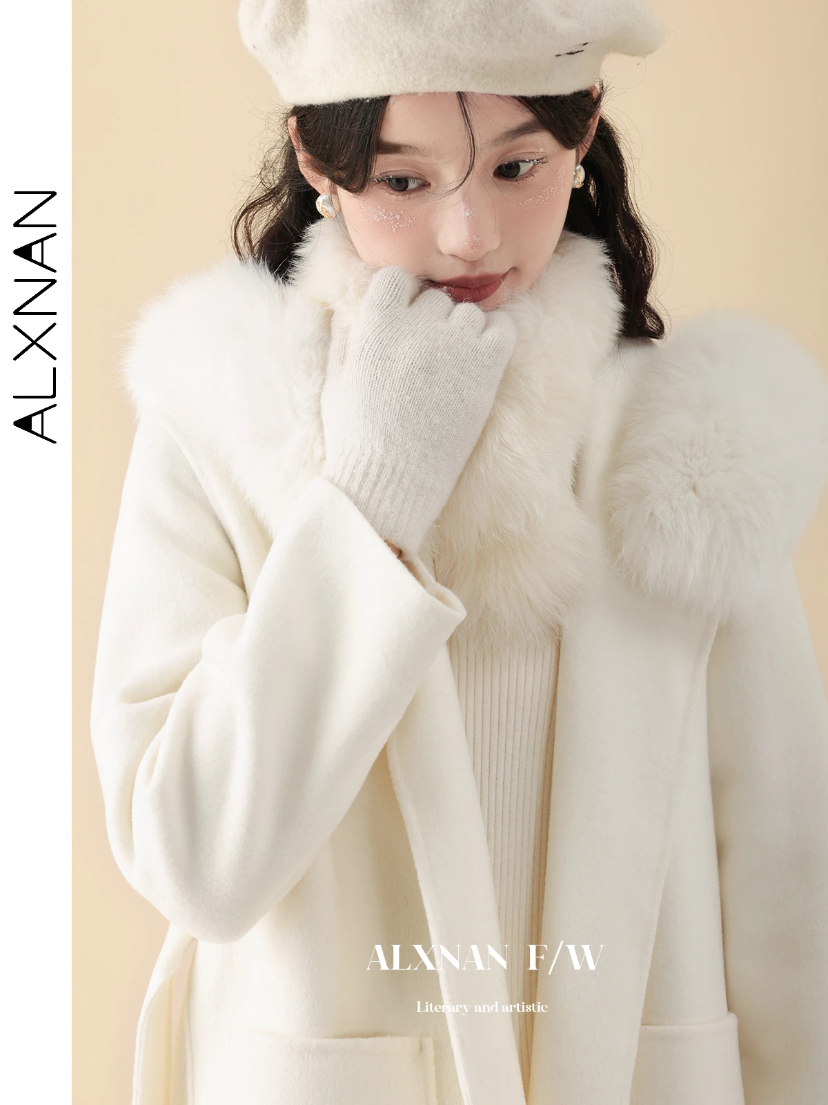 

ALXANA Women's Hooded Wool Blend Coat 2024 Autumn Winter A-Line Adjustable Waist Mid Long Coats With Pockets LXN28285