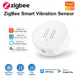 Tuya Zigbee-インテリジェント振動傾斜センサー,リアルタイムモニタリング,ドアと窓の検出,スマートホームアラーム,セキュリティ保護システム