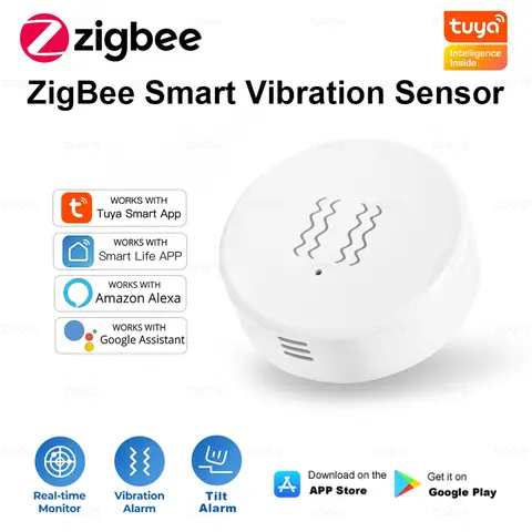Tuya ZigBee 스마트 진동 틸트 센서 실시간 모니터링 도어 창 감지 알람 스마트 홈 보안 보호 시스템