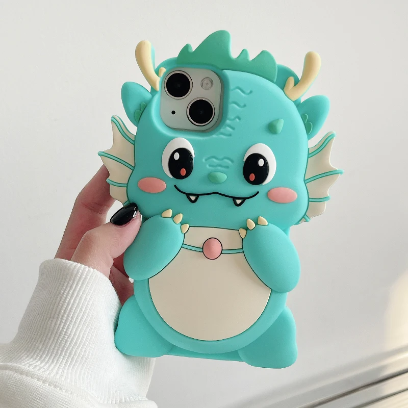 INS Pop Cartoon Monster 3D Case  For iphone 15 13 12 14 Pro Max i11 15Pro 13promax 15PM Soft Silicone Cute Phone Cover kids gift