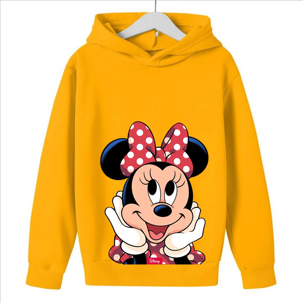 Sweats à capuche Disney Minnie Mouse pour enfants, sweat-shirt pour enfants, vêtements pour bébés garçons, pull de printemps mignon, nouveau