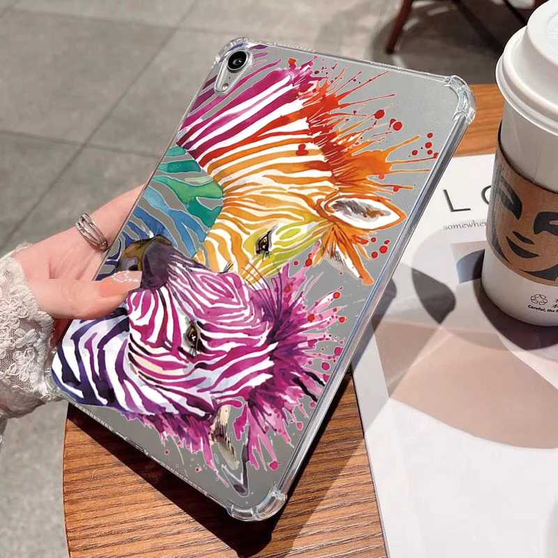 

For Samsung Galaxy Tab A8 10.5 2021 Case A7 S6 Lite 10.4 A9 Plus S7 FE S8 S9 PLUS 12.4 '' Animal Art Painting TPU Airbag Cover