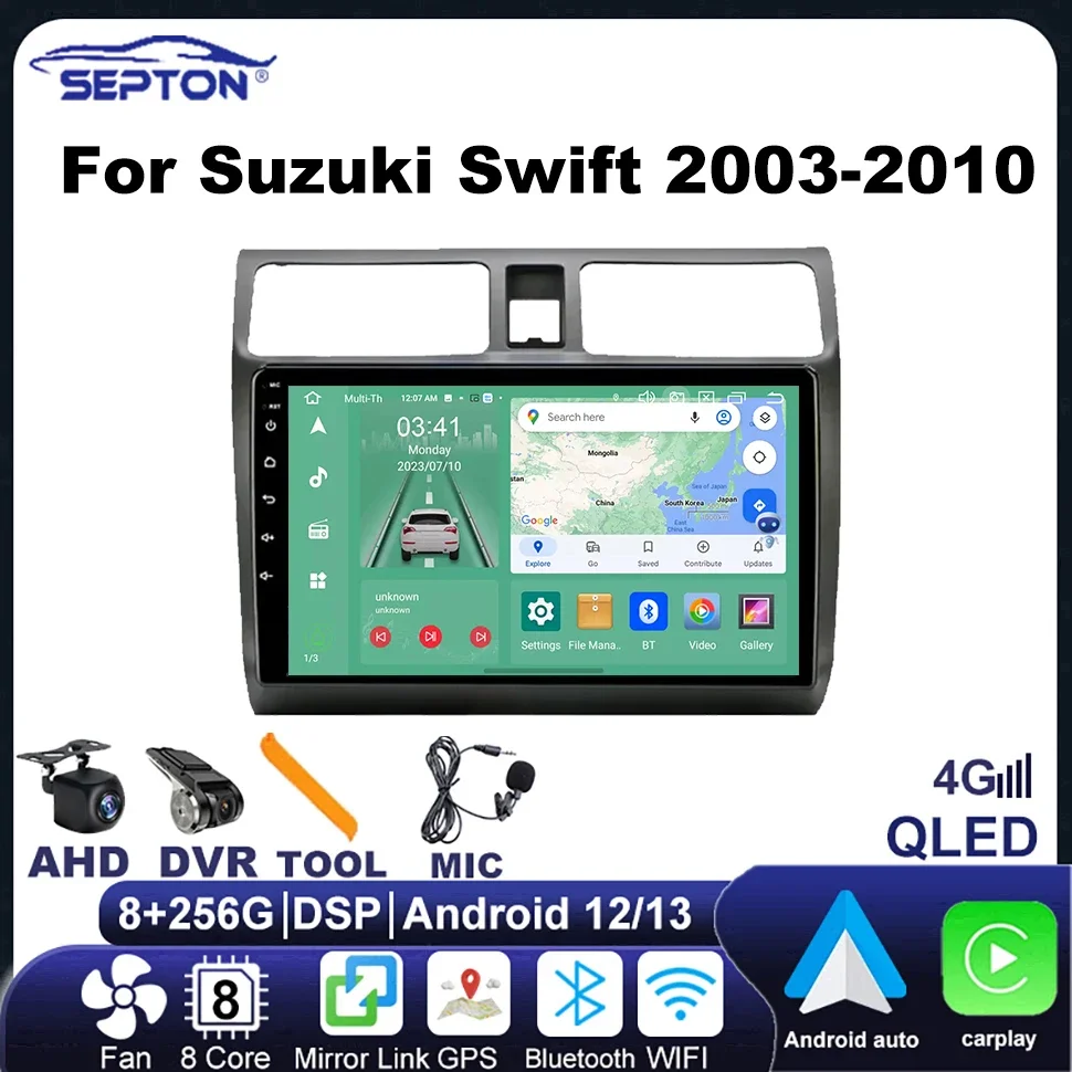 

SEPTON Android Auto Car Radio CarPlay for Suzuki Swift 2003-2010 Multimedia Video Player Navigation Stereo GPS 4G Head Unit 2Din