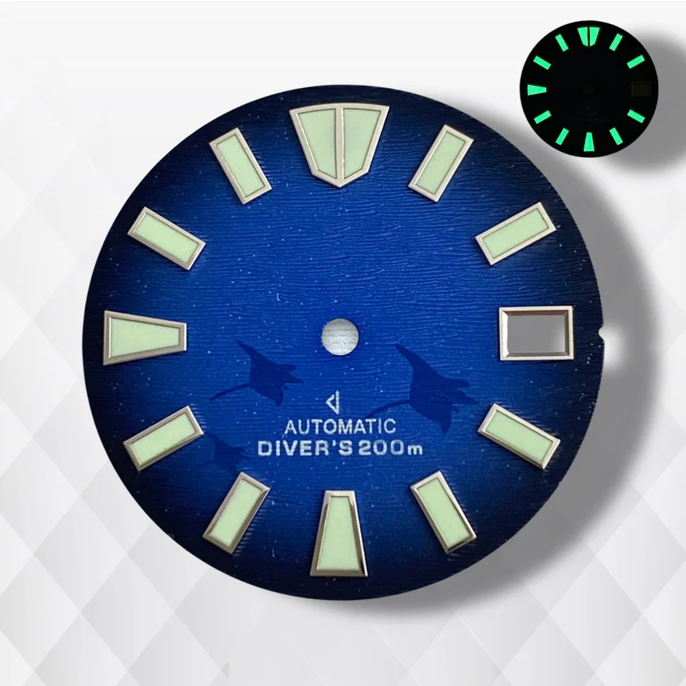 Esfera de murciélago con logotipo S de 28,5mm compatible con movimiento automático NH35/NH36/4R/7S C3 verde luminoso accesorios de modificación de reloj de alta calidad
