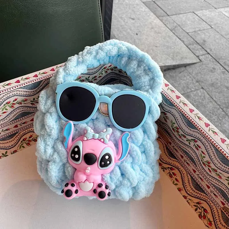 Cute Woolen Coin Purse Keychain Pendant Girl Plush Mini Storage Bag Headphone Bag Hanging Decoration Doll Gift