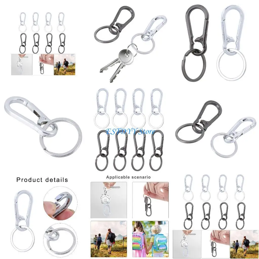 

G6DE 8Pcs Removable Carabiner Hook Keyring Outdoor Zincs Alloys Keychains Carabiner Holder Metal Carabiner Clip