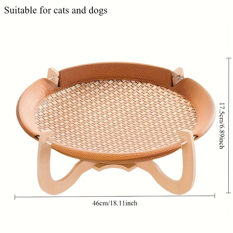 

Pet Hammock All-season Rattan Pet Bed Round Camping Bed Suitable For Kittens And Puppies Sunbathing Leisure Bed For Cats