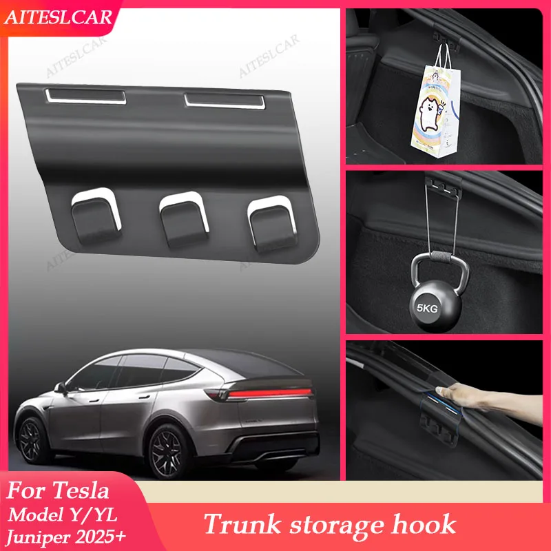 For Tesla Model YL 2026  Rear Trunk Hook Seat Button Cargo Grocery Shopping Bag Holder Umbrella Hanger Storage Car Interio