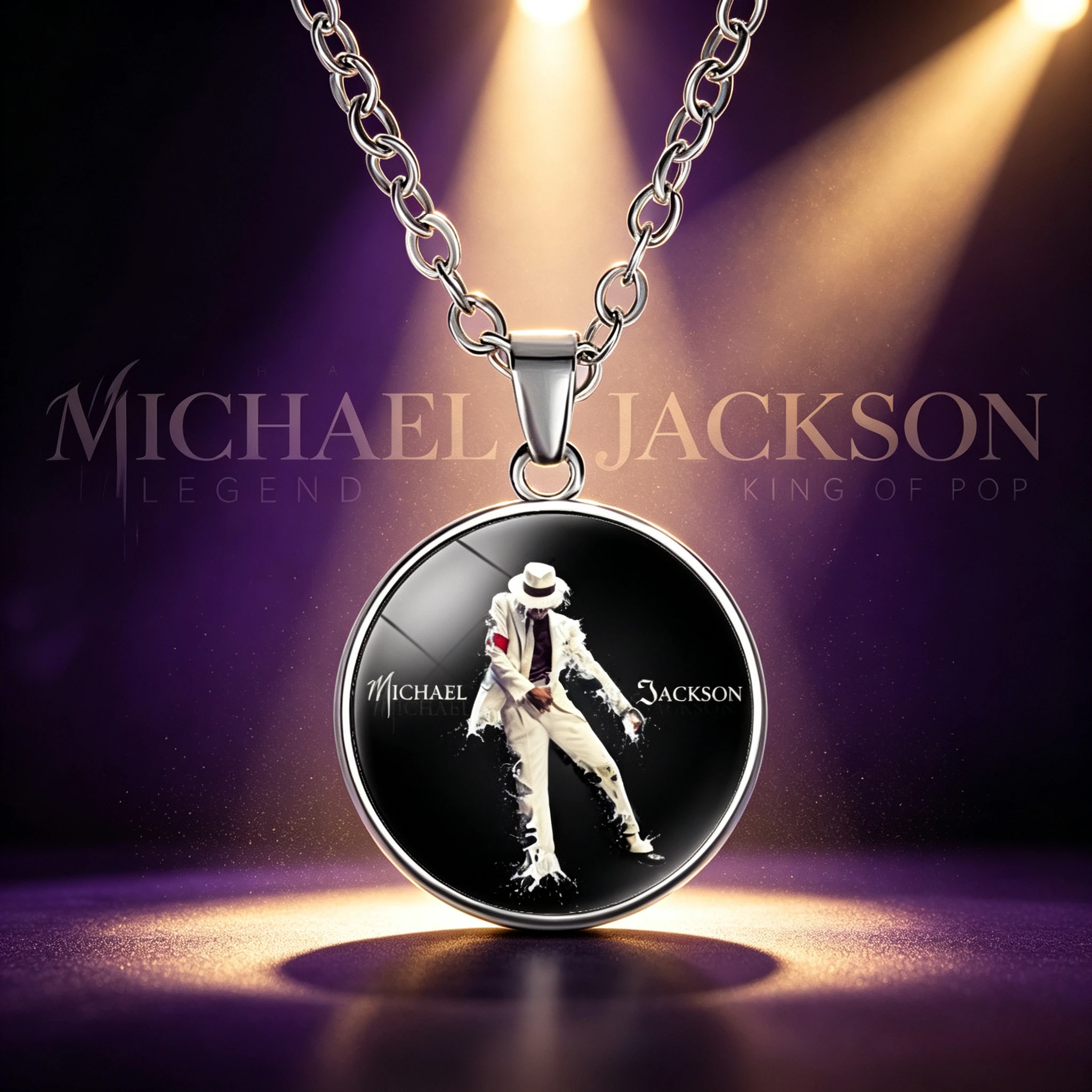 2026 New Michael Jackson Necklace for Girls Drip Oil Alloy Neck Chain Retro The King of Pop MJ Charms Accessories Party Wear view 2