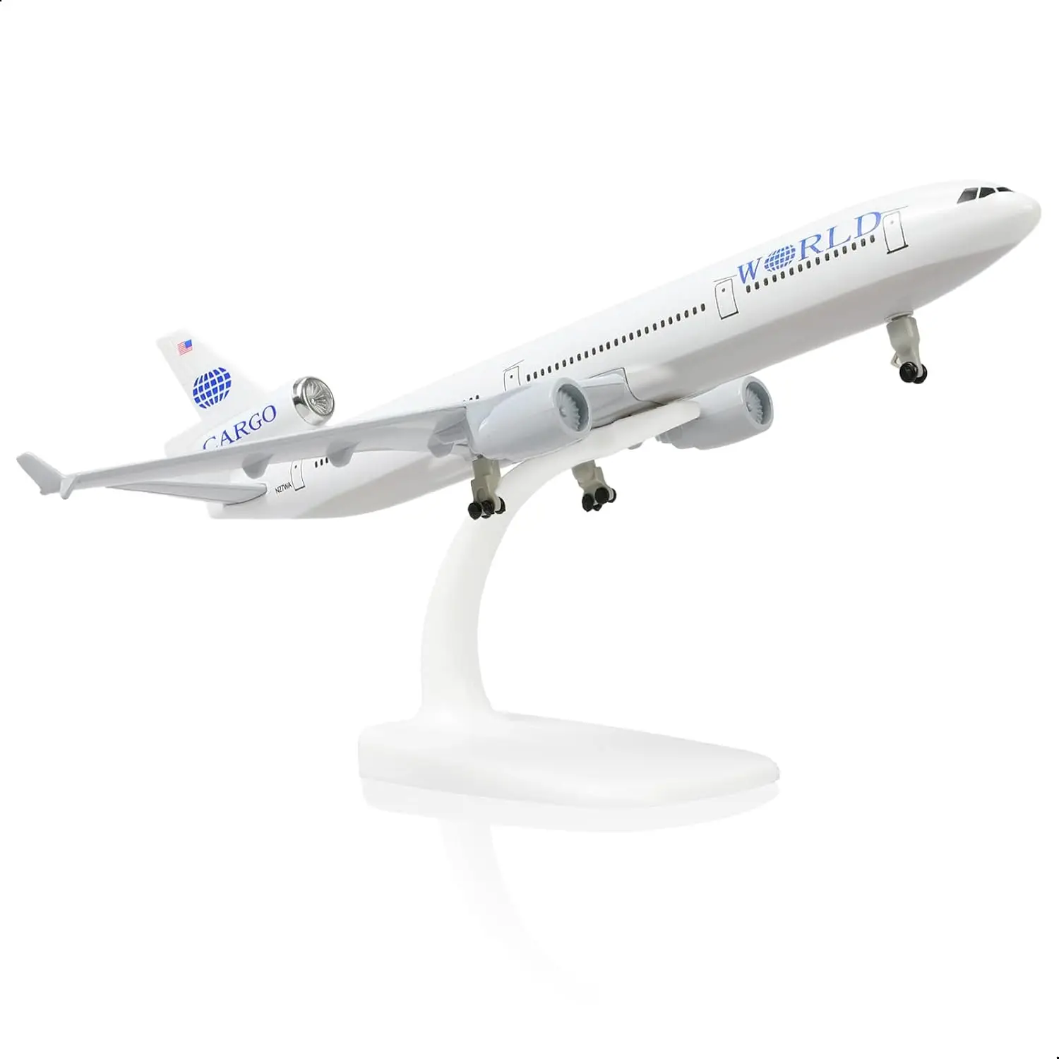 Modèle d'avion World Cargo MD-11 de 20 cm, échelle 1/300, modèle d'avion en métal moulé sous pression, kit de jouet avec support pour l'affichage, la collection ou comme cadeau