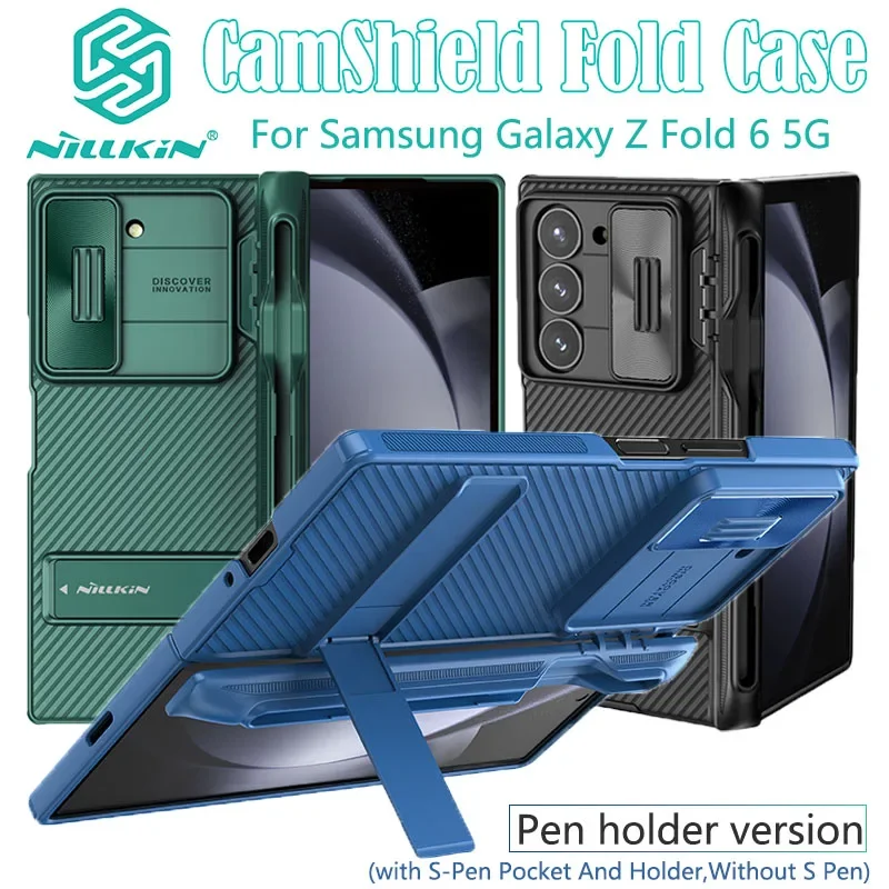 

for Samsung Galaxy Z Fold 6 5G Case Nillkin Camshield Fold Case Slide Camera Lens protection with S-Pen Pocket Holder 360 Cover