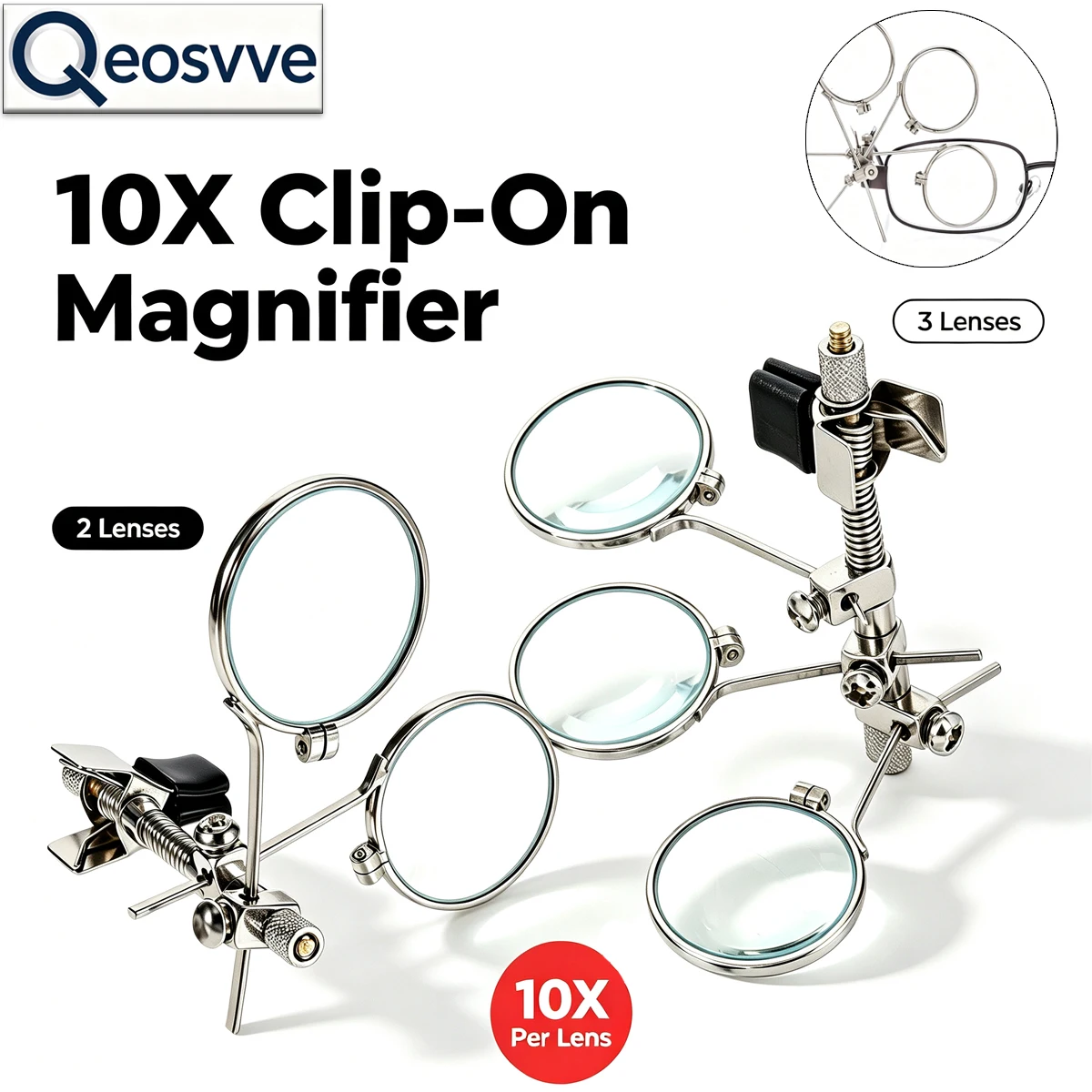 Triple Lens Loupe 10X 20X 30X Clip-on Magnifier Double Ocular Loupe Clip on Retro Magnifier for Jewelry Making Watch Repair