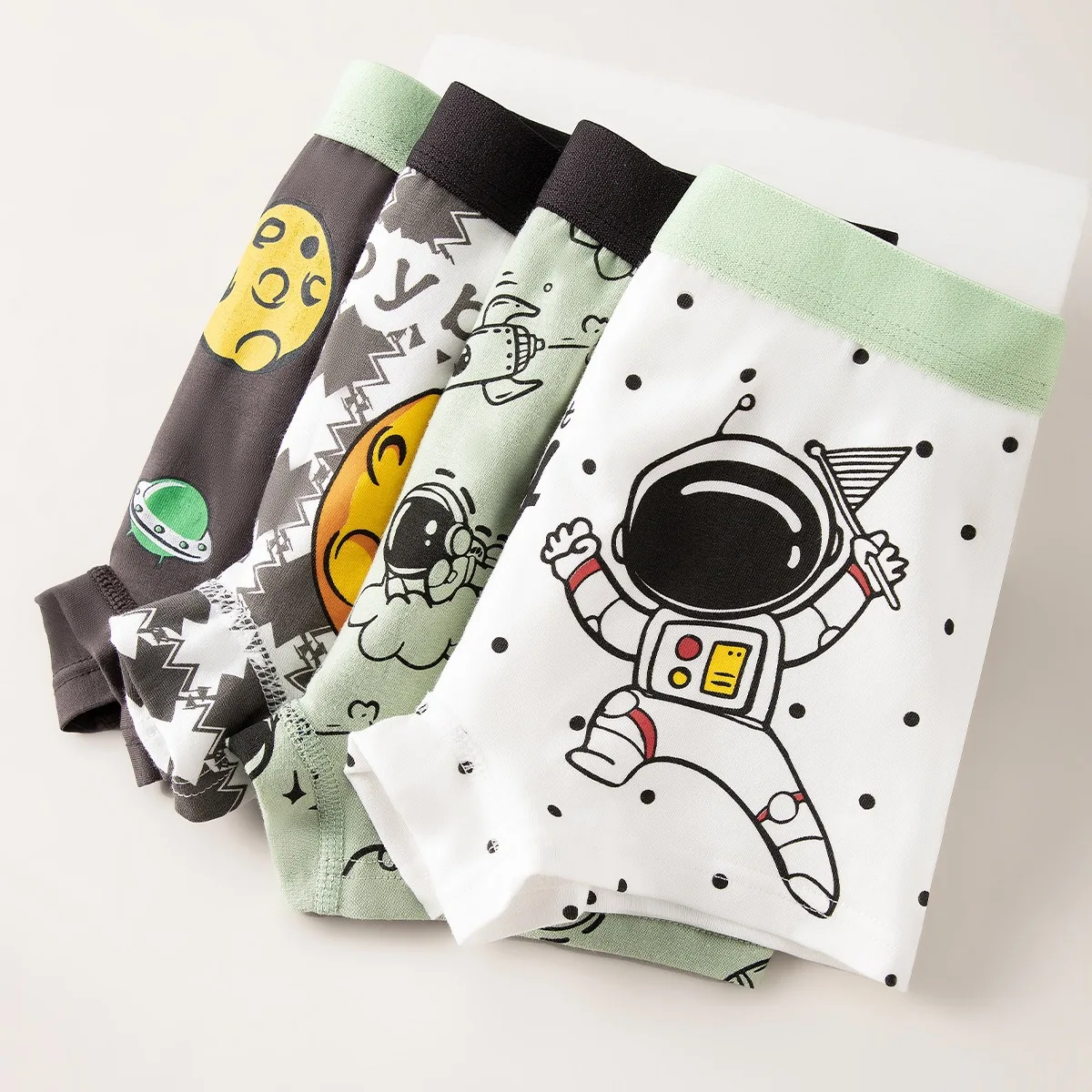 4-Piece Elastic Cotton Boys Boxer Brief Comfortable Wearing Children's Underwear Cool Astronaut Galaxy Pattern Kids Boxer Shorts - view 4