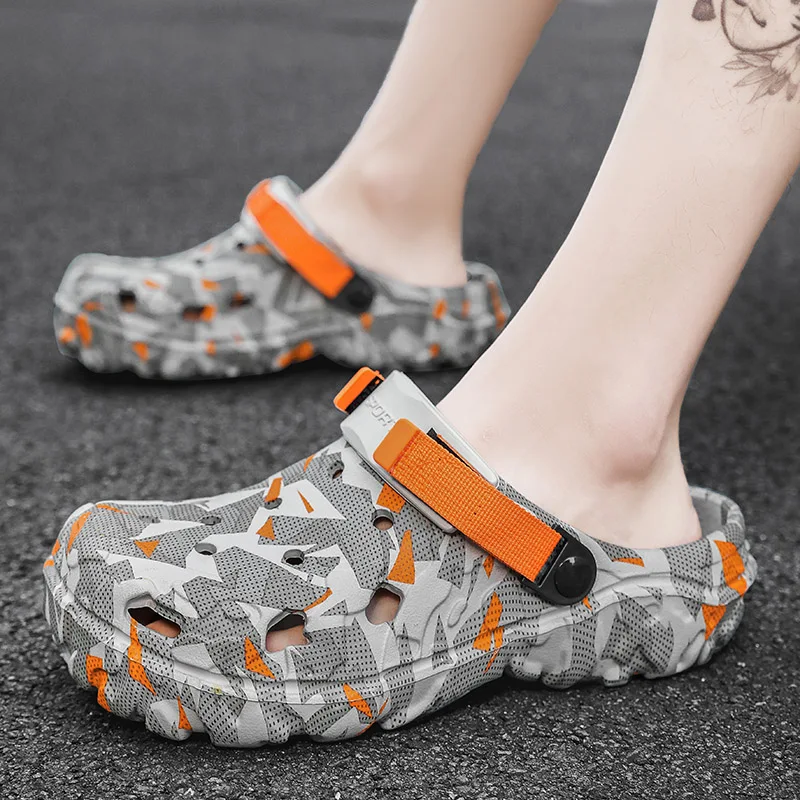 Men\'s Platform Sandals Summer Slippers Fashion Non-slip Beach Hole Sandals 2026 Summer Men Open Toe Buckle Shoes