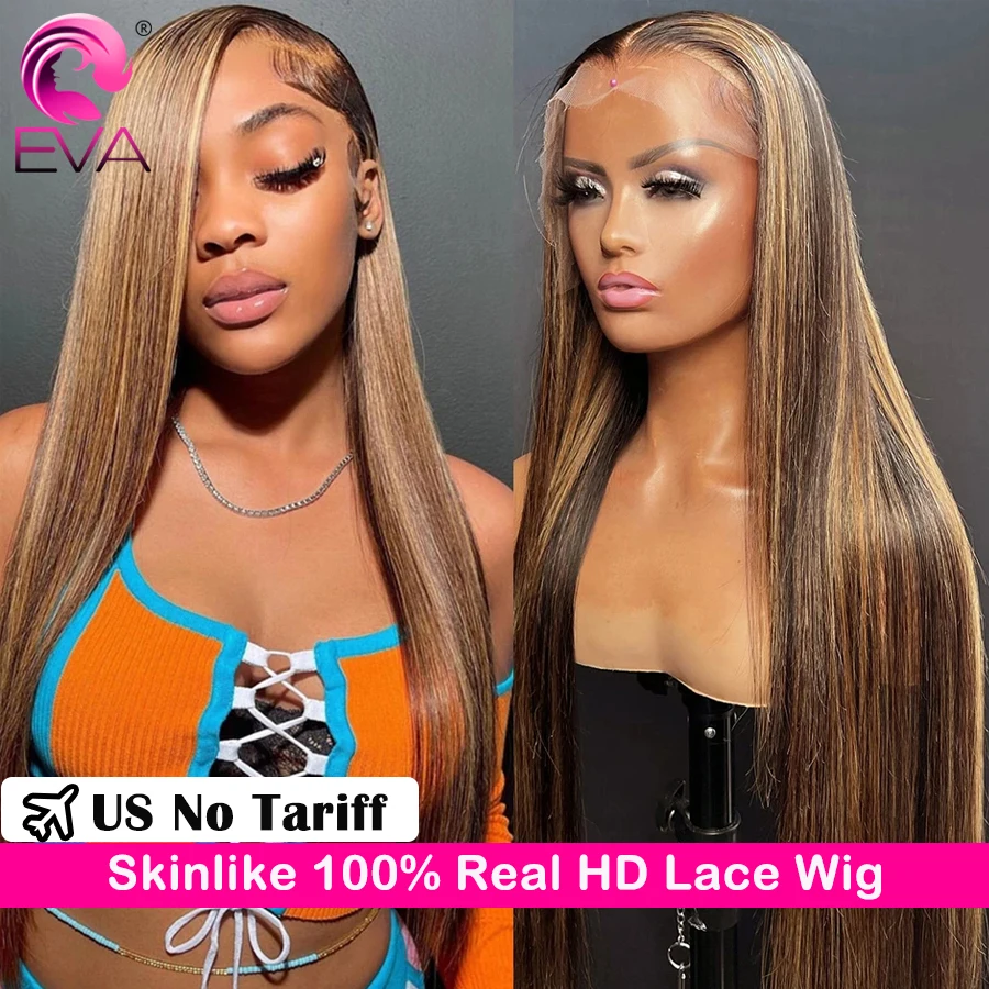 

Hd 13x4 13x6 Highlight Straight Lace Front Human Hair Wig 5x5 HD Lace Closure Wig Brazilian Blonde 4/27 Colored HD Frontal Wig
