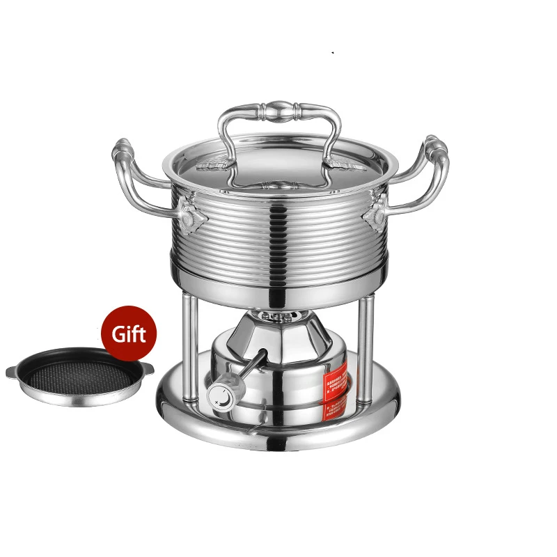 

Hotel restaurant cooking new 304 stainless steel mini single hot pot with inflatable stove