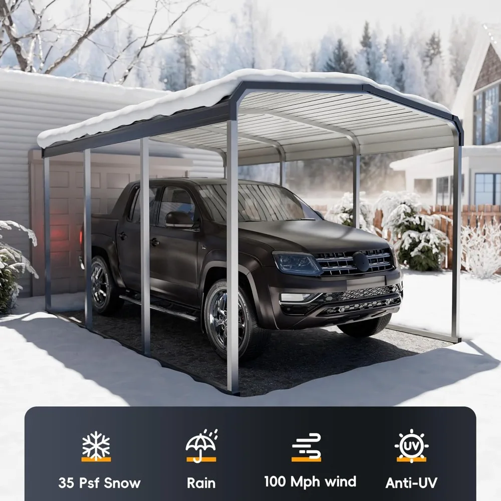 Metal Carport 10 x 15 FT, Galvanized Steel Roof and All-Metal Frame, Car Ports Kits for Outdoor, Garage Car Shelter Shade