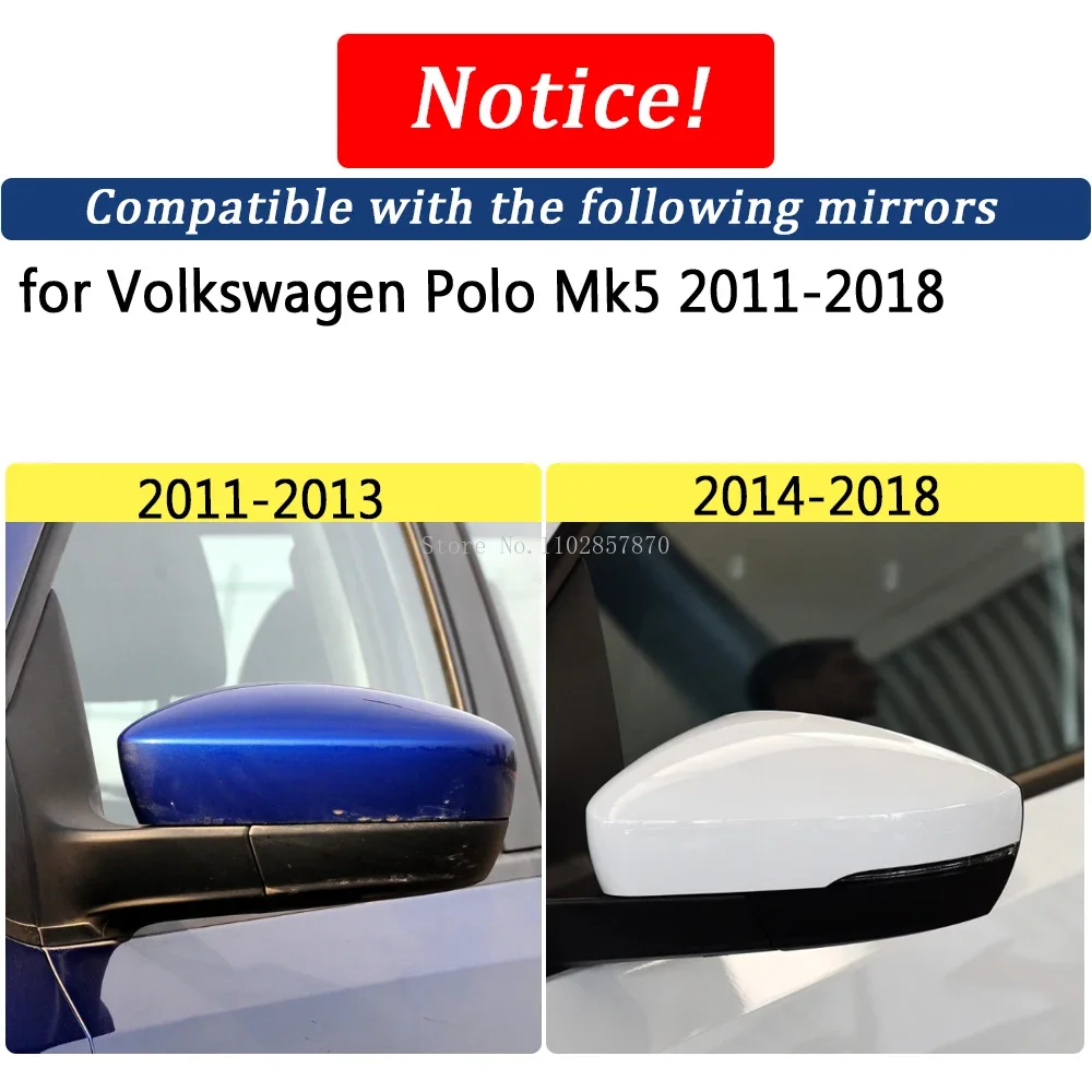 2 PCS Rearview Mirror Cover for Volkswagen Polo Mk5 2011-2018 Real Carbon Fiber Side Mirror Shells Replacement Case Protector