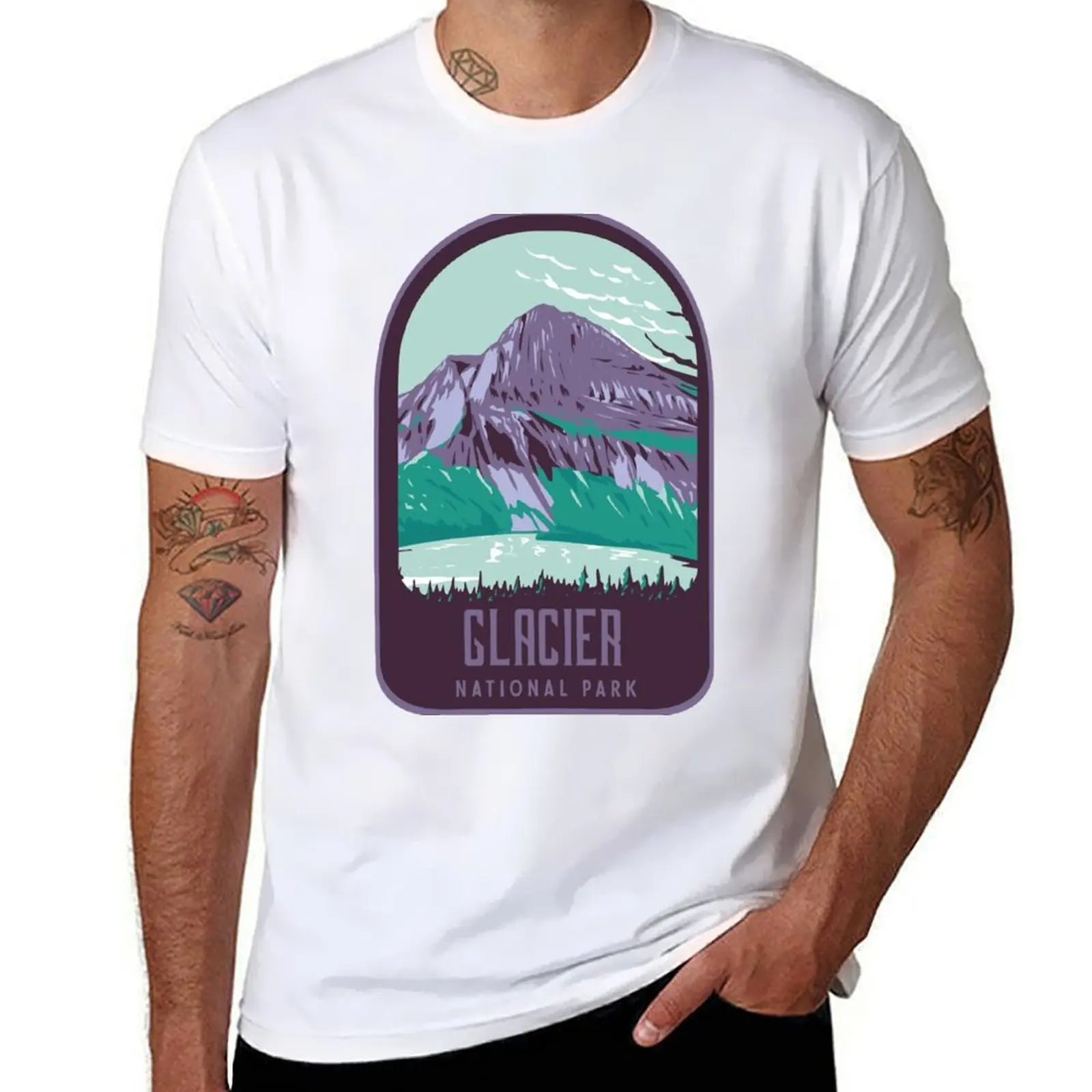 

park national retro Glacier T-Shirt Casual Light Summer Short Sleeve Top