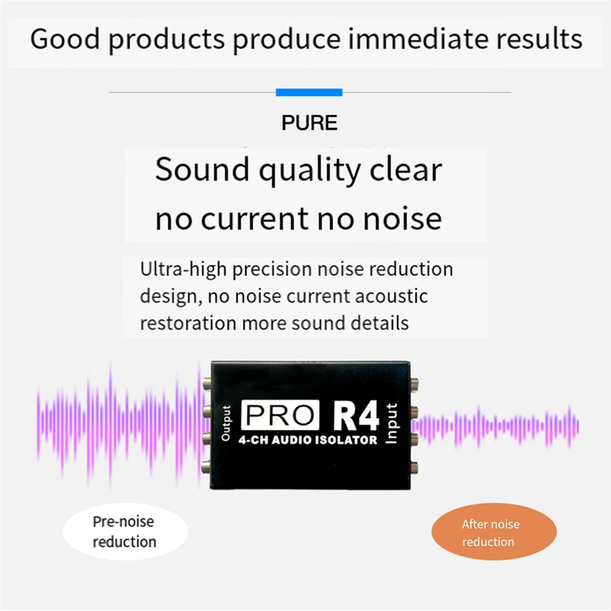 Audio Isolator 4CH Audio Noise Reducer Current Ground Loop Audio Isolator for Car Audio Modification