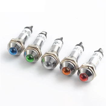 ABILKEEN 12v 24v 110v 220v 8mm rojo/verde/azul indicador led piloto lámpara de señal luz piloto de metal