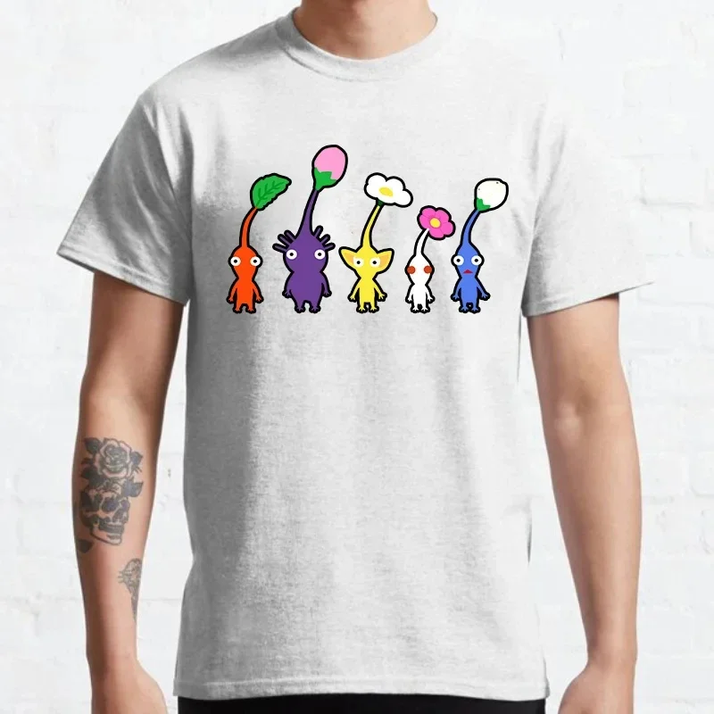 Kawaii Pikmin t-shirt hommes t-shirt drôle Harajuku mignon dessin animé graphique t-shirts été respirant confortable t-shirt Hombre surdimensionné