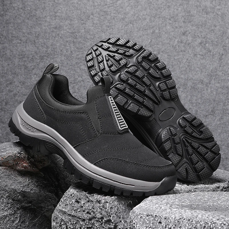 Sapatos de caminhada ao ar livre masculinos, sapatos esportivos de caminhada de grandes dimensões, primavera e outono moda casual camurça único mocassins marca 2025
