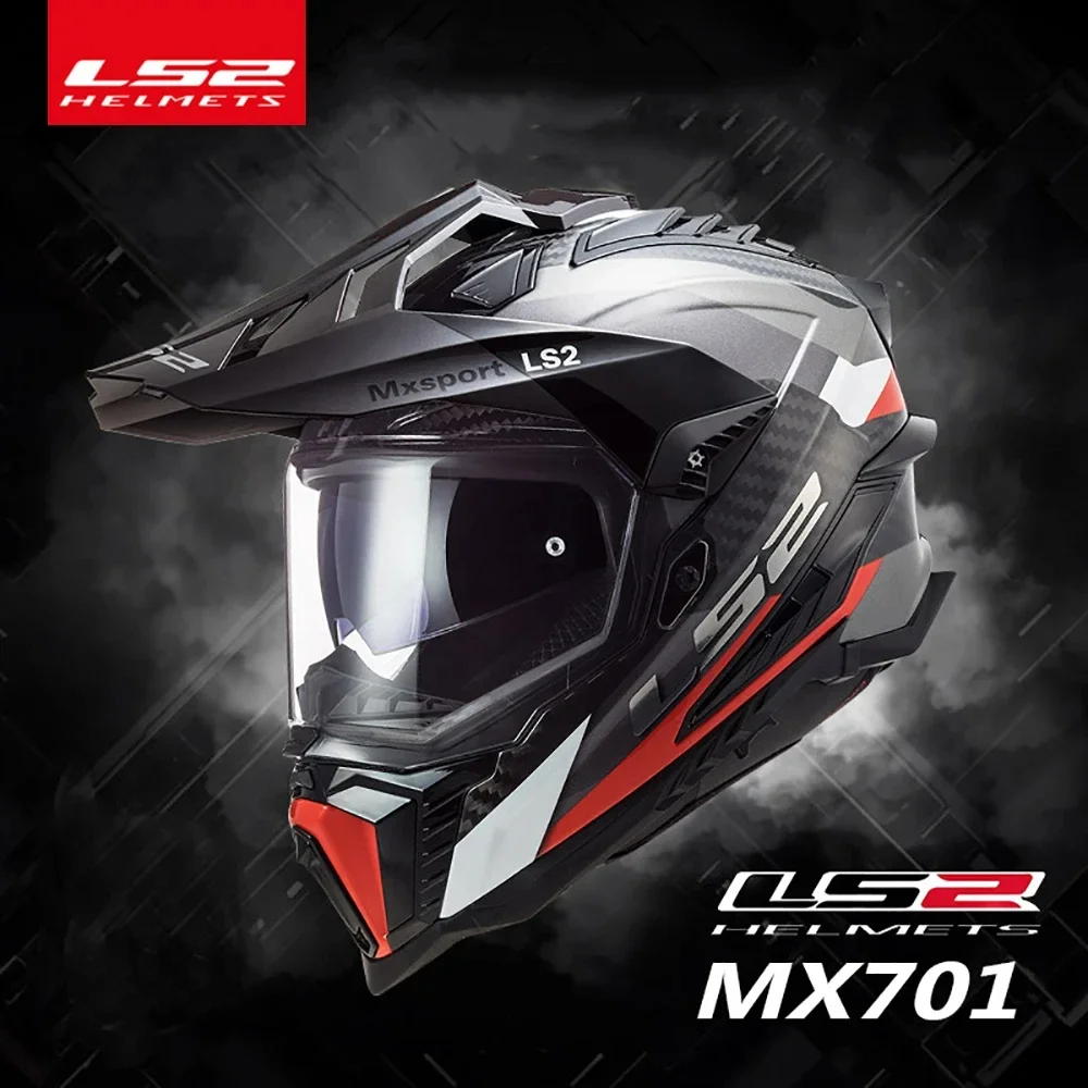 LS2 Original Motocross Helmet Anti-fog Dual Lens Capacete LS2 MX701 EXPLORER 6K Carbon Fiber Motorcycle Helmets Off-road Helmets