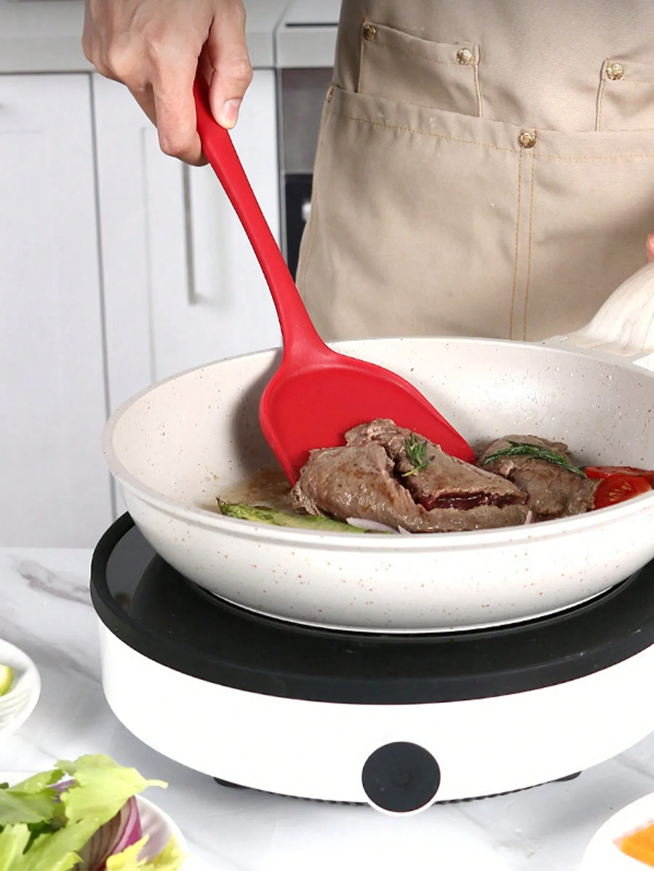 1pc Thickened Silicone Kitchen Supplies, High Temperature Resistant Non-Stick Household Cooking Shovel Kitchen Cooking Tools
