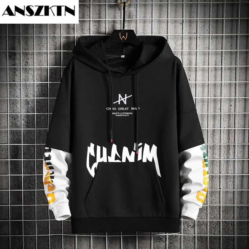 

ANSZKTN Free Shipping Spring New Men's Sweatshirt Casual Fashion Versatile Handsome Long Sleeve T-Shirt Hooded Tops Men's Wear