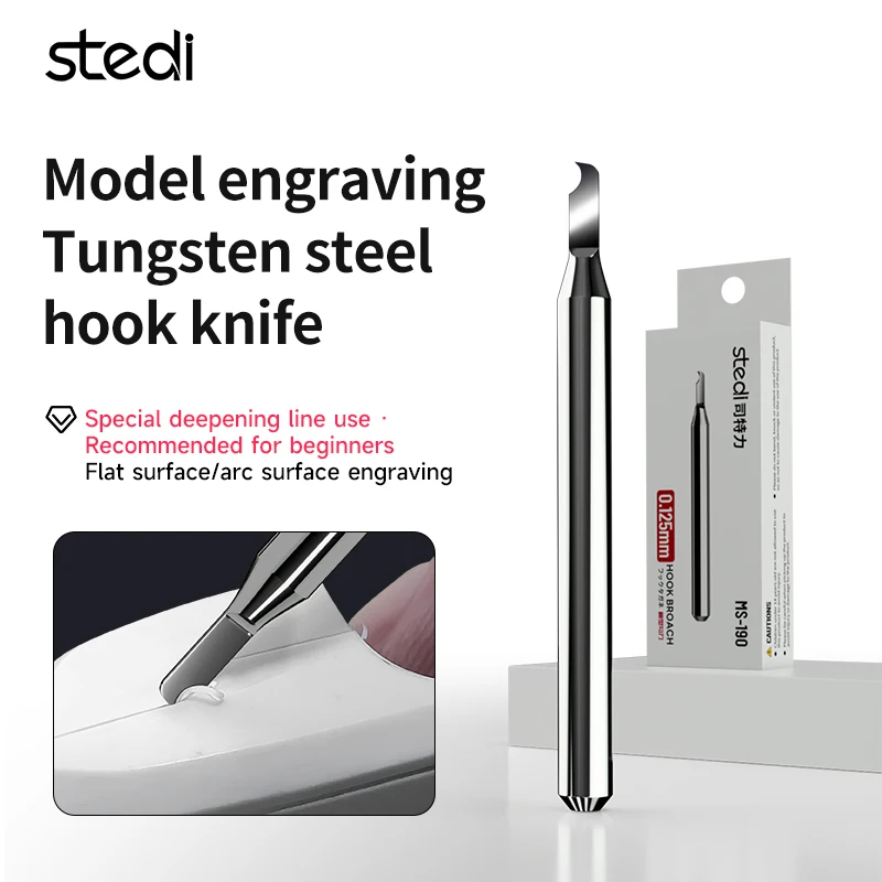 Stedi Tungsten Steel Eagle Beak Hook Knife for Model Arc Surface Dead Corner Easy Line Engraving Plastic Model Modification Tool