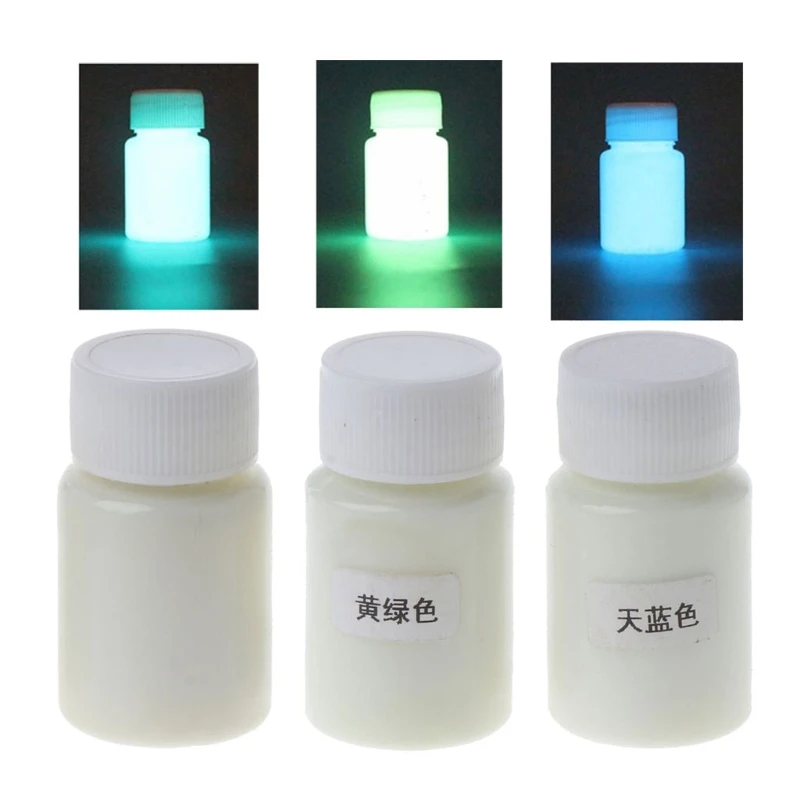 3 Colors Luminous Epoxy Resin Pigment Glow in The Dark Liquid Colorant Body Art UV Body Paint Set Each 15g