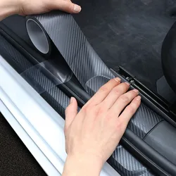Black 3D Carbon Fiber Air Release Adhesive Vinyl Tape Roll Car Edge Guard Anti-Scratch Door Baffle Sticker Anti-Collision Tape