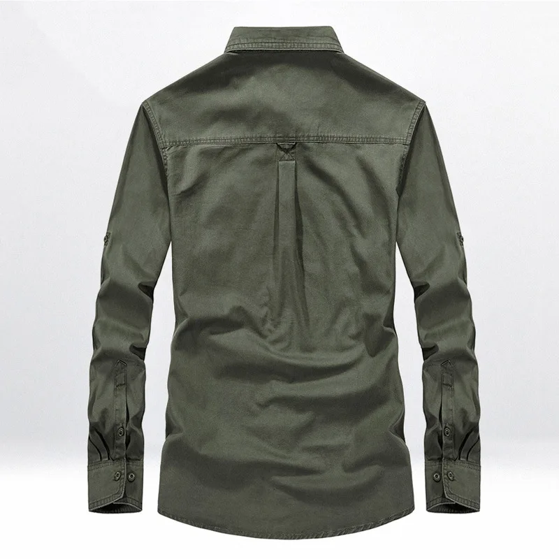 Men Military Outdoor Multi-pocket Tooling Shirts New Spring Male Cotton Casual Shirts High Quality Man Solid Long-sleeved Shirts