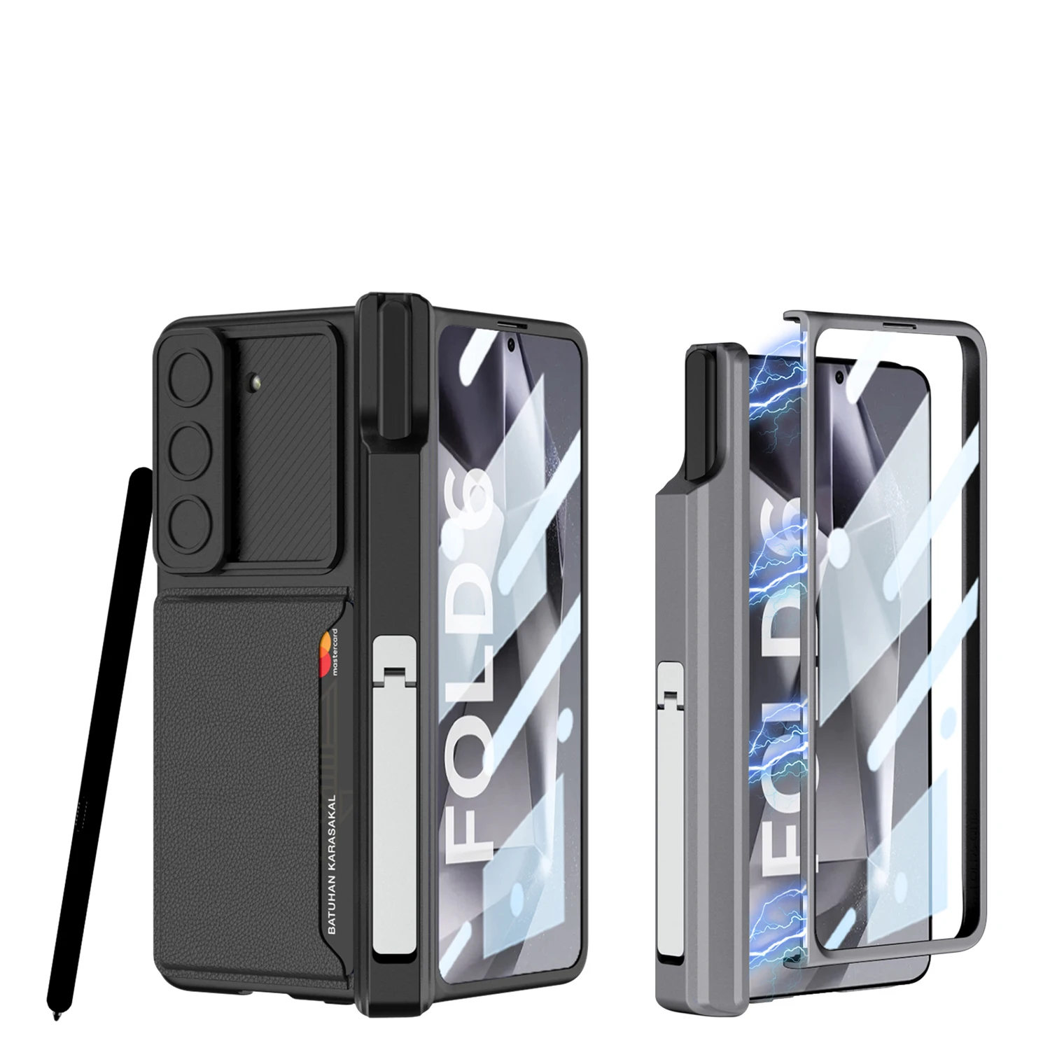 360 Full Hinge Protection Case For Samsung Galaxy Z Fold 6, Built in Clear Screen Protector, Camera Protector, Card Slot Holder