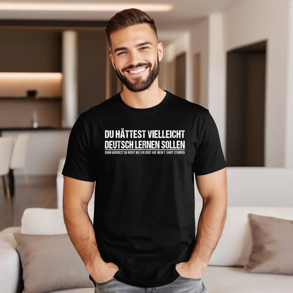 100% Cotton Adult Short Sleeve Funny German Speaker Shirt Deutschland T Shirts Normal Tees Discount Party Round Neck T Shirts