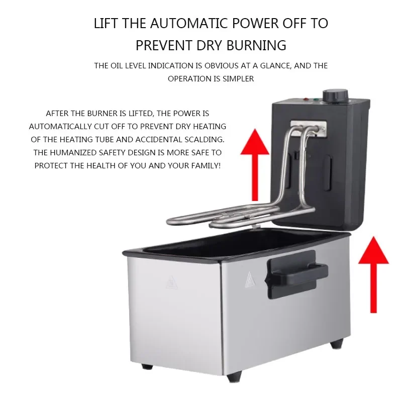 Huishoudelijke 220v 3L Automatische Elektrische Friteuse WJ-800 Huishoudelijke Frieten Elektrische Friteuse Olie 220V/2000W Kraam Gebakken Spies Friteuse
