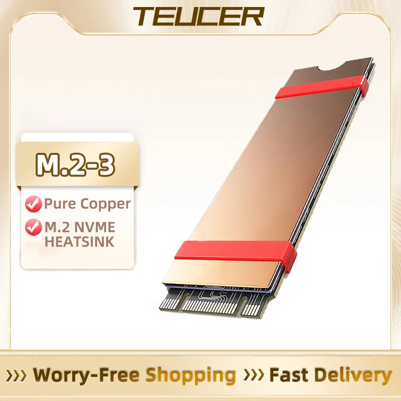 

Радиатор для жесткого диска TEUCER M.2 NVMe радиатор SSD 2280 HDD, радиатор из чистой меди с термопанелью для ноутбука, аксессуары для компьютера