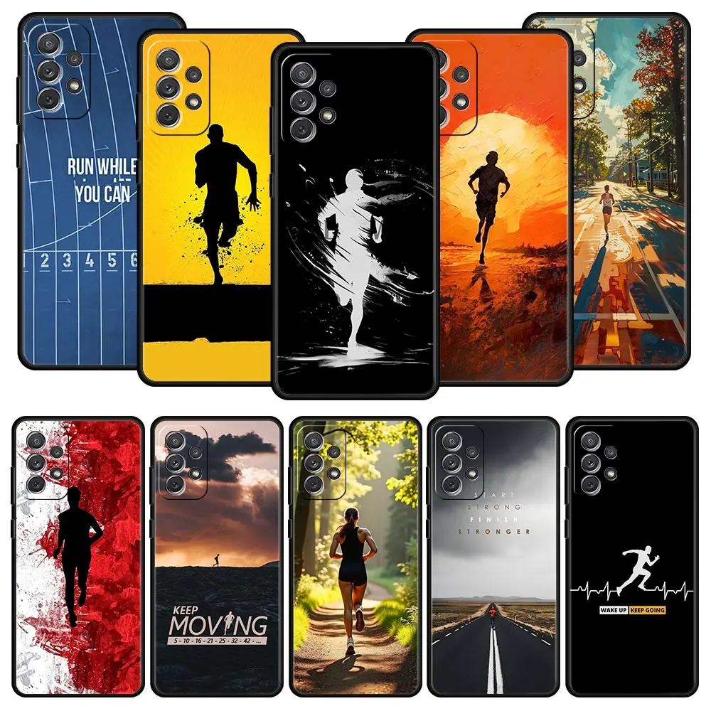 Run marathon Running Phone Case for Samsung A17 A13 A15 A25 A35 A51 A55 A71 A21S A11 A31 A41 A23 A53 A73 5G A03S A05s Cover