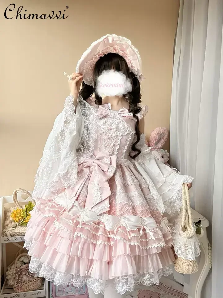 

Super Fairy Blue Lolita Dress Wedding Birthday Coming-of-Age Ceremony Strap JSK Dress Sweet Girl Women Elegant Princess Dress