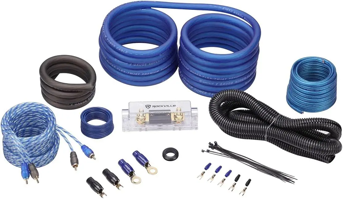 

2 Gauge Amplifier Wiring Kit, 100% Copper RCA, ANL Fuse Holder, Low Resistance, High Flexibility for Car Audio