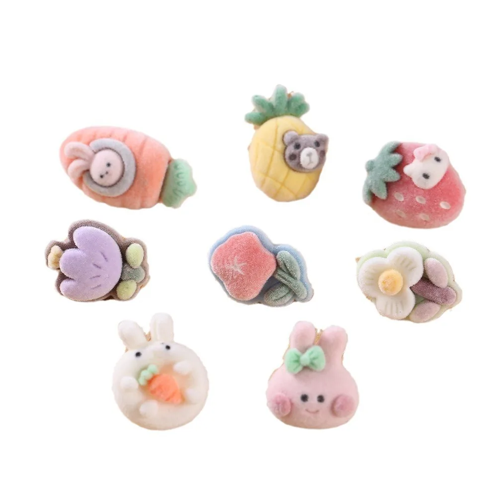 

3 pairs Funny Flower Earrings Jewelry for Girls Cute Flocked Fruit Animal Ear Studs