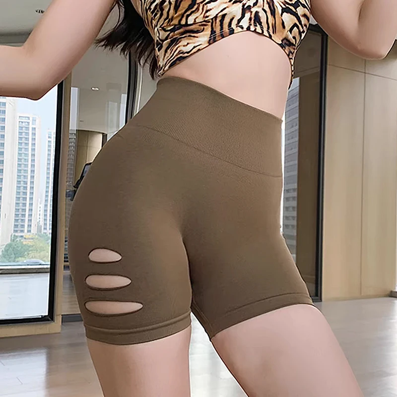 

High Waist Yoga Shorts Peach Hip Lifting Sports Shorts Women's Slim Side Hollow Running Cycling Yoga Tight Seamless Gym Shorts