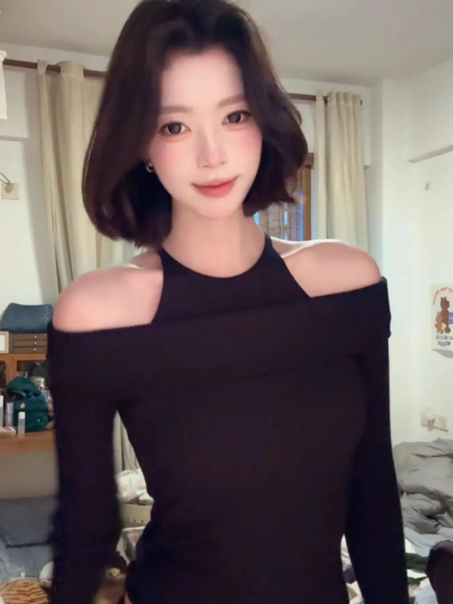 

Bla Sexy Knitted Sweater Women's Slim Fit Body ape Highlighting Spring 2026 Ele Sle Long Sve round Ne Top
