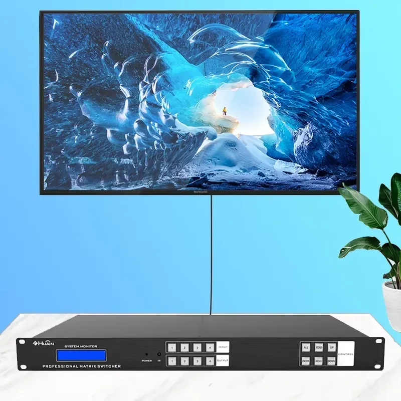 HUAIN HY-HDMI0404A1 HD 4x4 Channel Matrix with HDCP 1.2 Support WEB APP Control Video Wall Support
