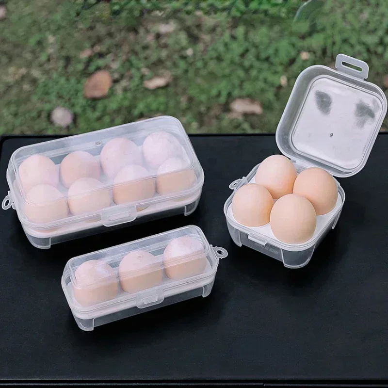 Caja de huevos portátil transparente con 3/4/8 rejillas, a prueba de golpes, anticaída, para acampar, Picnic, caja de almacenamiento de huevos, refrigerador, contenedor de huevos para acampar