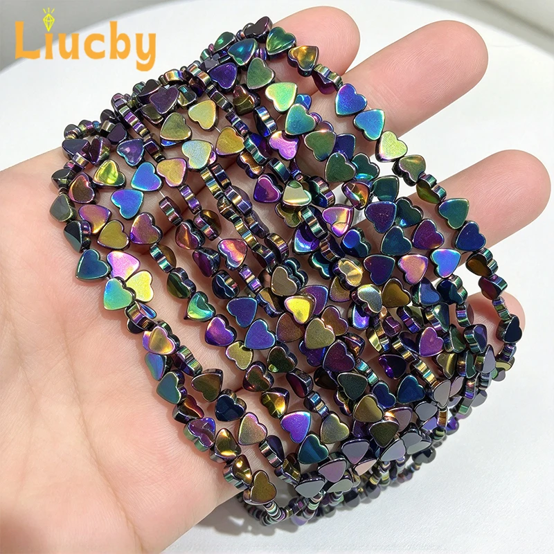Natürliche, glänzende Regenbogen-Hämatit-Perlen in Herzform, beruhigend, lose Perlen 4/6/8mm für DIY-Armbänder, Halsketten, Ohrringe und Zubehör – Detail 7